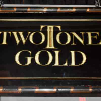 Two Tone Gold Goldleaf Glass Sign by Alf Becker