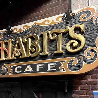 Habit's Cafe Wooden Sign