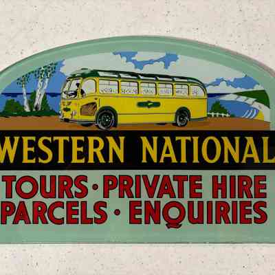 Western National Tours Reverse Painted Glass Sign