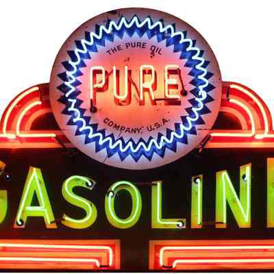 Pure Gasoline Flexlume Ripple Tin Sign