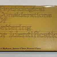 Psychological Considerations of Lettering for Identification by Robert Oliphant, James Claus & Karen Claus