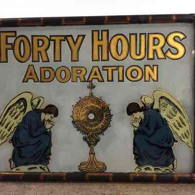 Forty Hours Adoration Goldleaf Glass Sign