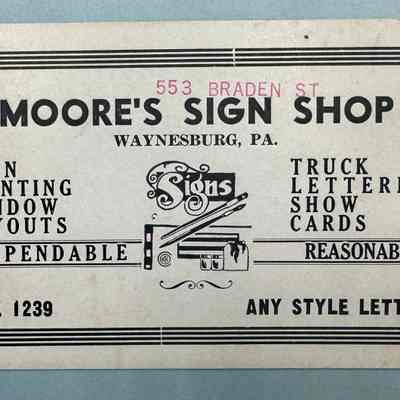 Moore's Sign Shop Blotter
