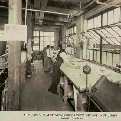 Claude Neon Corp. Newark NJ Layout Department Photograph