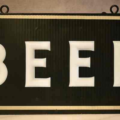 Opal Glass Point-of-Purchase NOS "BEER" Sign