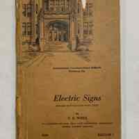 Electric Signs - Prepared Especially for Home Study by C.E. Weitz