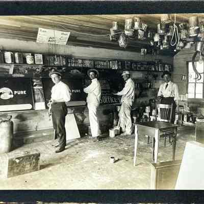 Sign Shop Interior with Workers - Photograph