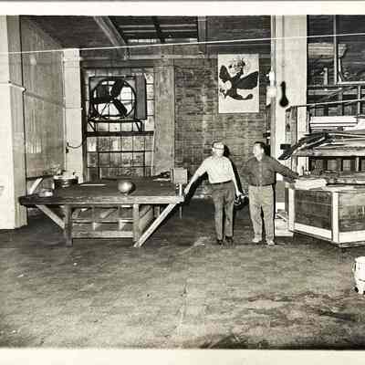Sign Shop Interior with Workers - Photograph