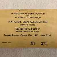 1937 National Sign Association Convention Ticket