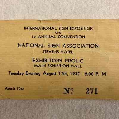 1937 National Sign Association Convention Ticket