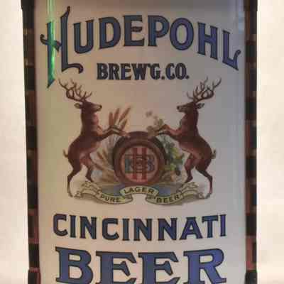 Hudepohl Beer Vitrolite Glass Sign
