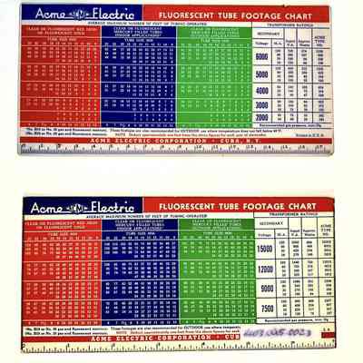 Acme Electric Fluorescent Tube Footage Chart