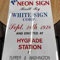          Tin sign made to commemorate the 