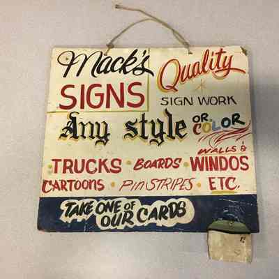 Mack's Signs Hand-lettered Chipboard Sign