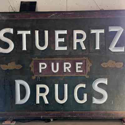 Stuertz Drugs Opal Glass Sign
