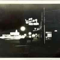 Old Union Keg Beer Early Neon Sign at Night - Photograph