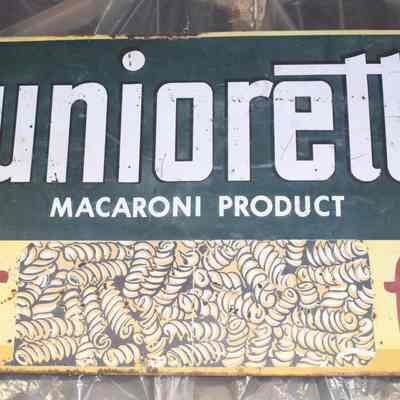 Juniorettes Macaroni Product Vinyl Tin Sign