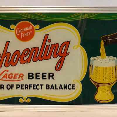 Schoenling Beer Animated Screen-Printed Glass & Metal Sign