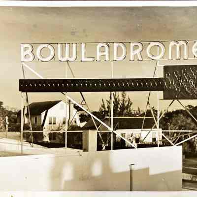 Bowladrome Early Neon Sign - Photograph