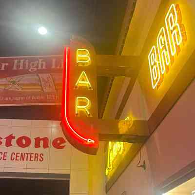 "BAR" Porcelain Enamel and Neon Sign