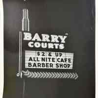 Barry Courts Early Neon Sign at Night - Photograph