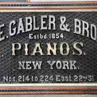 E. Gabler & Bro. Pianos Bas Relief Sign