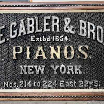 E. Gabler & Bro. Pianos Bas Relief Sign