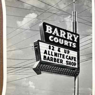 Barry Courts Early Neon Sign Daytime - Photograph