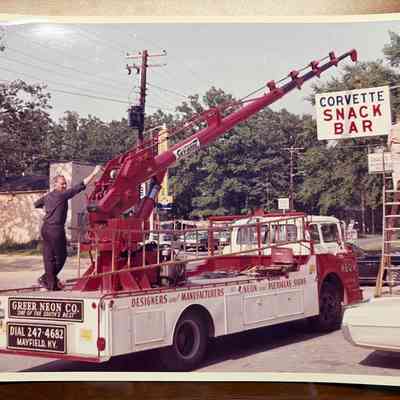 Greer Neon Co. Ladder Truck Installation Photograph