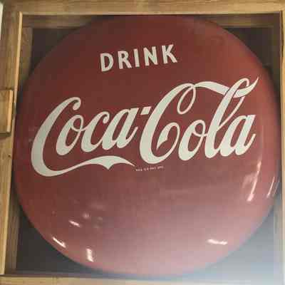 Porcelain Enamel Drink Coca Cola Button Sign