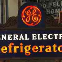 General Electric Refrigerator Opal Glass Sign