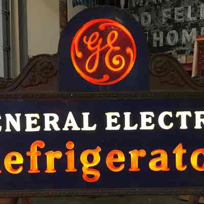 General Electric Refrigerator Opal Glass Sign