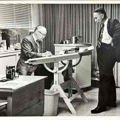 Frank Page at Drawing Table - Photograph