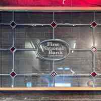 First National Bank Glass Sign