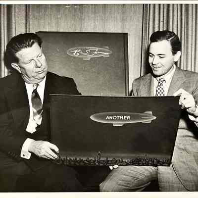 Douglas Leigh with Flamingo Airship Sketch - Photograph