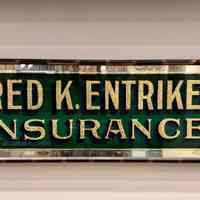 Fred K. Entriken Insurance Gold Leaf Glass Sign
