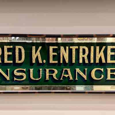 Fred K. Entriken Insurance Gold Leaf Glass Sign