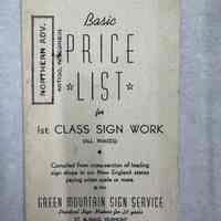          Green Mountain Sign Service Basic Price List for 1st Class Sign Work picture number 1
   