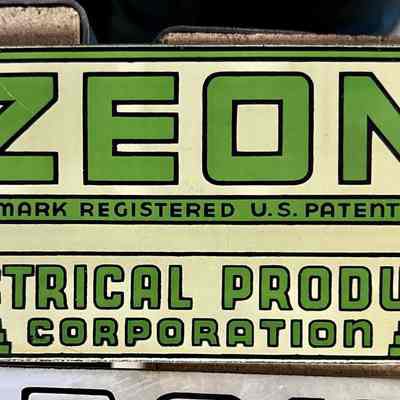 Zeon-Electric Products Porcelain Sign Tag