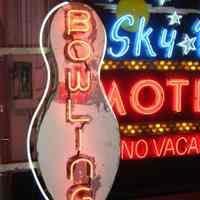 Bowling Pin Double-Faced Neon and Tin Sign