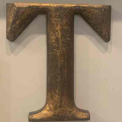 "T" Hand-Carved & Gilded Letter Sign