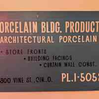 Porcelain Building Products - Cincinnati OH - Enamel Advertisement