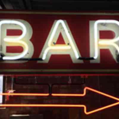 Bar Neon Sign with Flashing Arrow