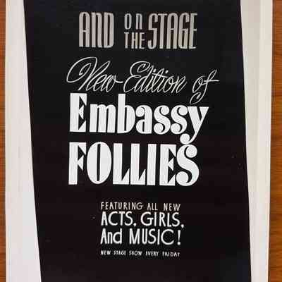 Embassy Follies Show Card Photograph