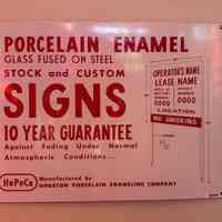 Houston Porcelain Enameling Company Sign