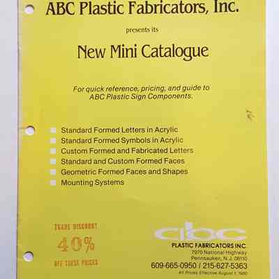 ABC Plastic Fabricator's Inc. New Mini Catalogue