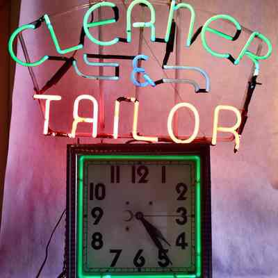 "CLEANER & TAILOR" Neon Skeleton Sign