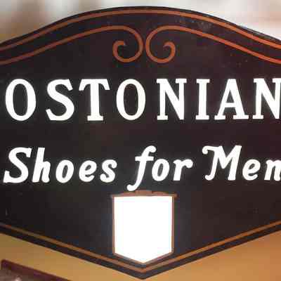 Bostonian Shoes Double-Faced Opal Glass & Tin Sign