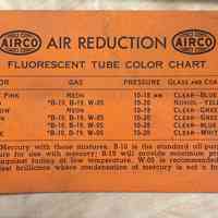 Pioneer Neon Supply Co. Airco Air Reduction Fluorescent Tube Color Chart