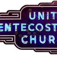 United Pentacostal Church Double-Faced Porcelain Enamel & Neon Sign